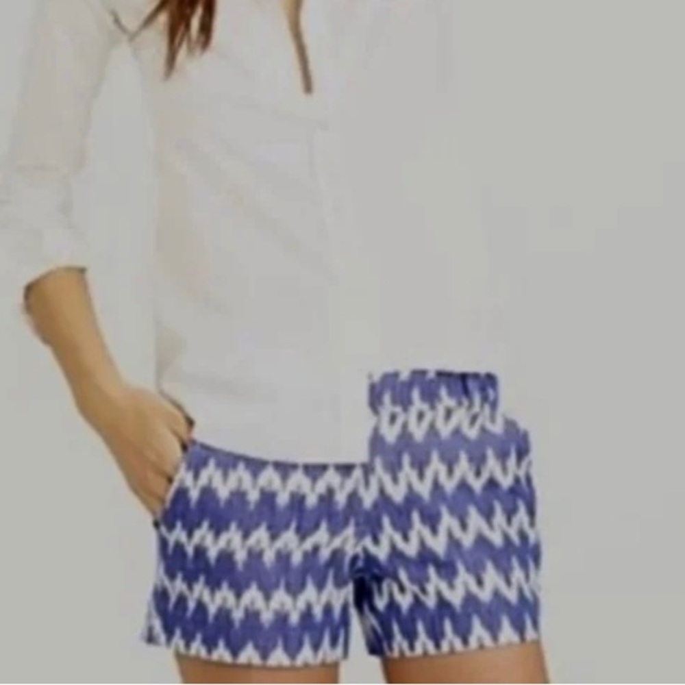 J‎ Crew Blue White Ikat Shorts, Sz 2
